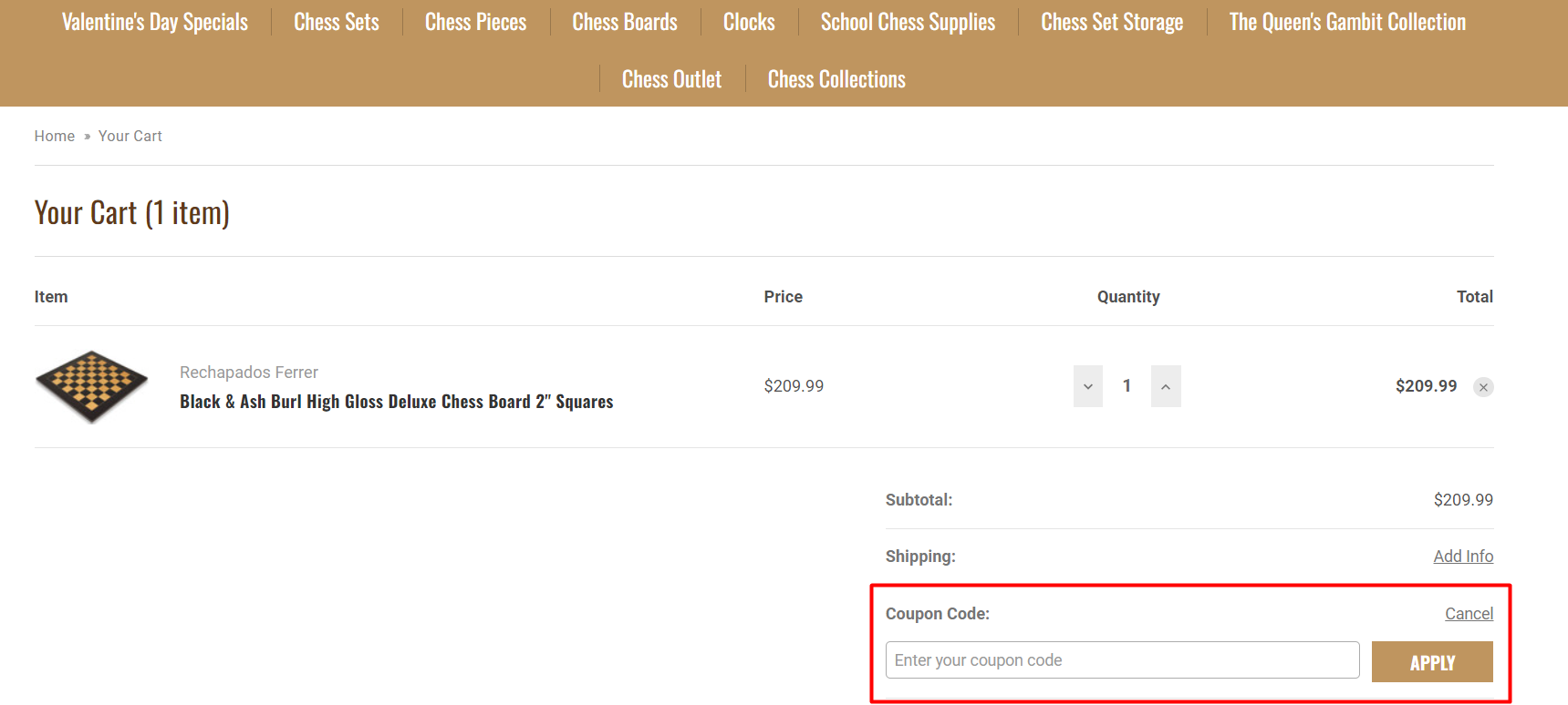 How do I use my The Chess Store coupon code?
