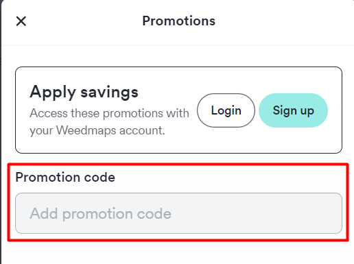 How do I use my Weedmaps promotion code?