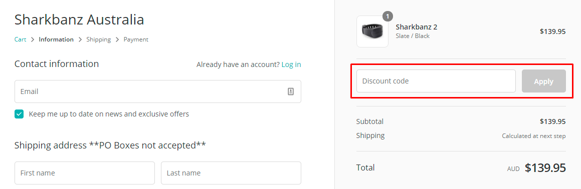 How do I use my Sharkbanz discount code?