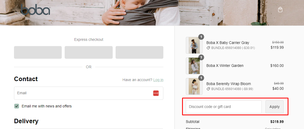 How do I use my Boba discount code?