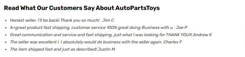 AutoPartsToys reviews