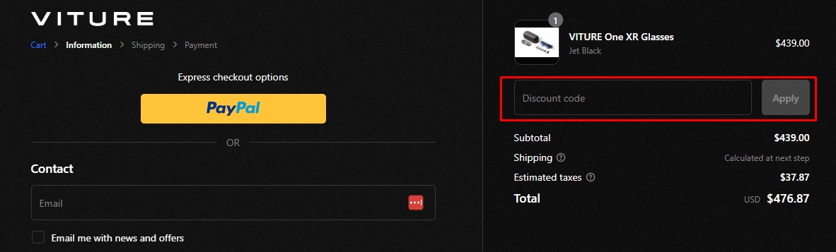 How do I use my VITURE discount code?