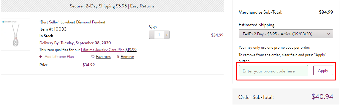 How do I use my Fred Meyer Jewelers promo code?