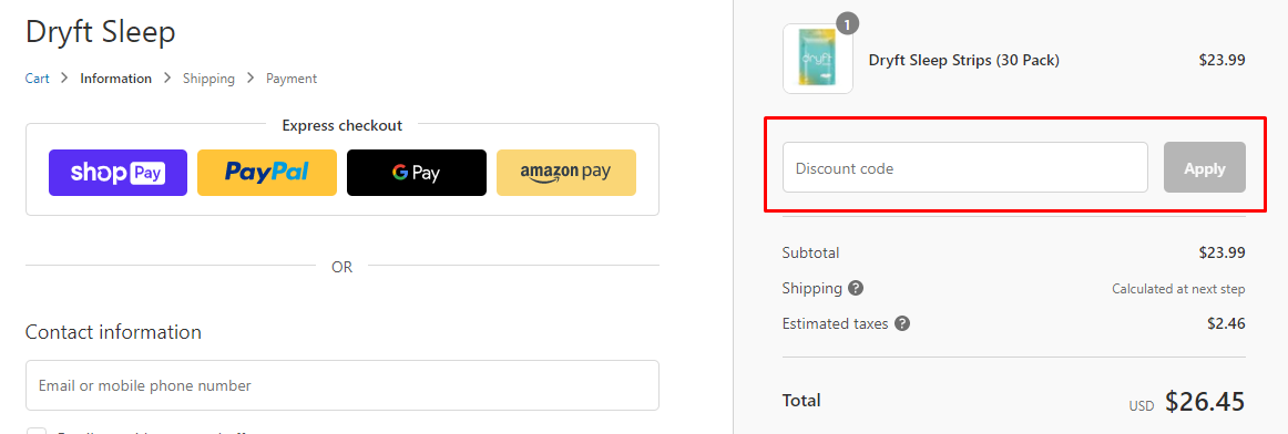 How do I use my Dryft Sleep discount code?