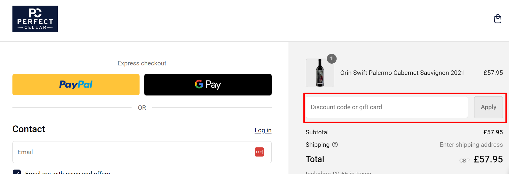 How do I use my Perfect Cellar discount code?