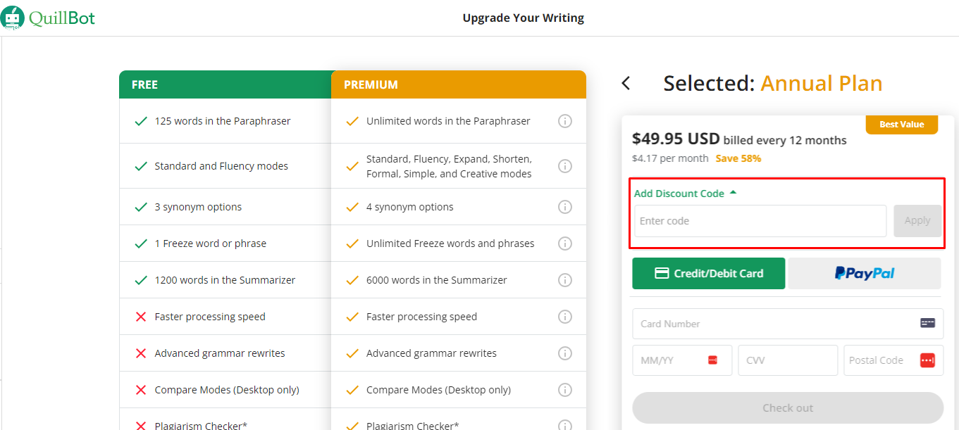 How do I use my QuillBot discount code?