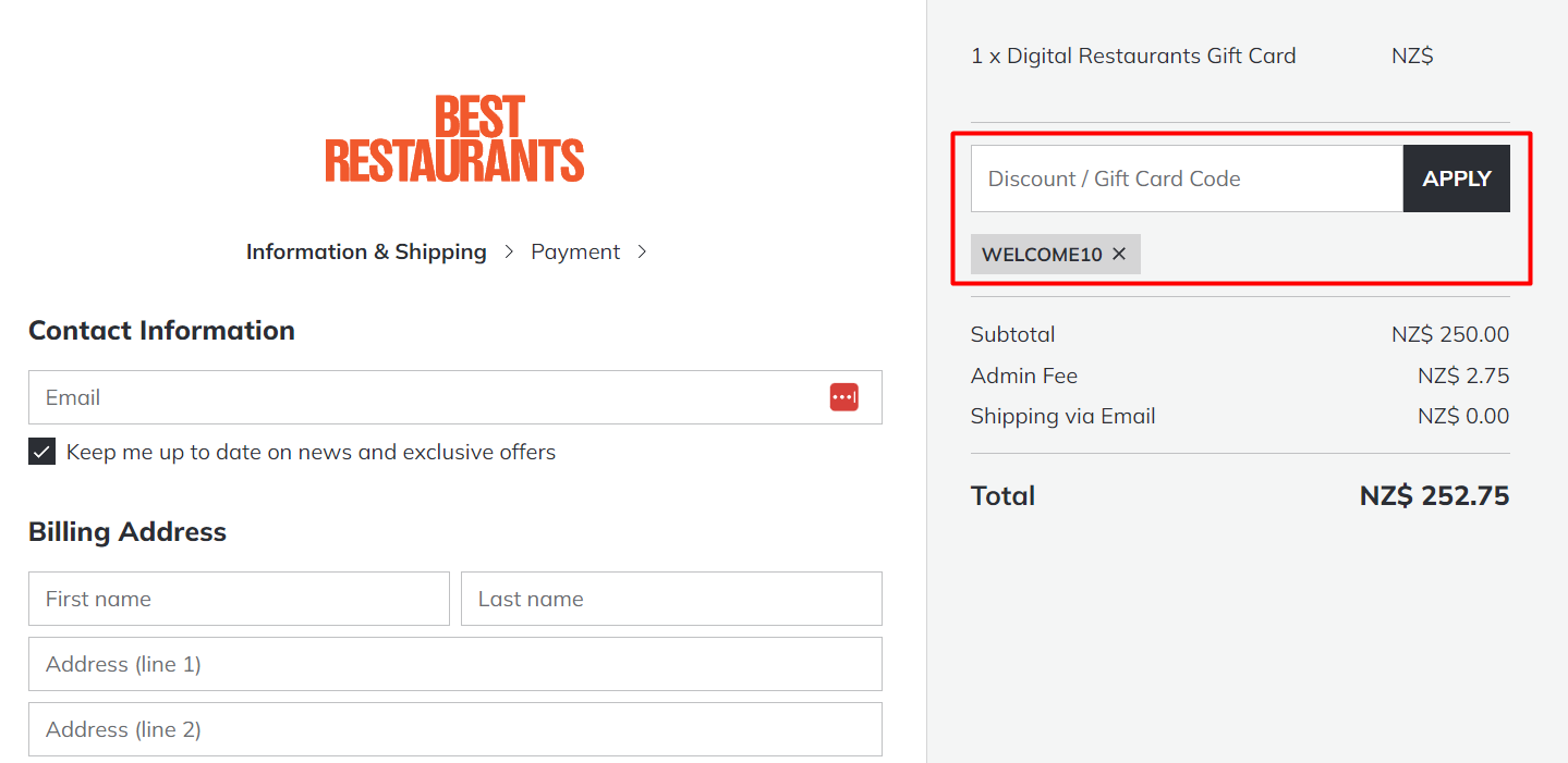 How do I use my Best Restaurants discount code?