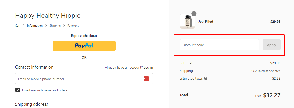 How do I use my Happy Healthy Hippie discount code?