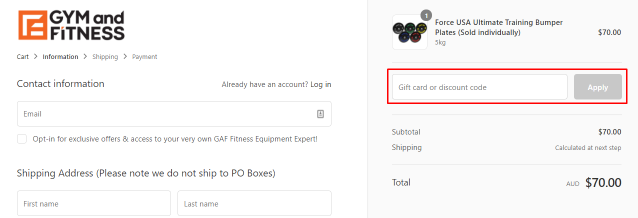 How do I use my Gym and Fitness discount code?