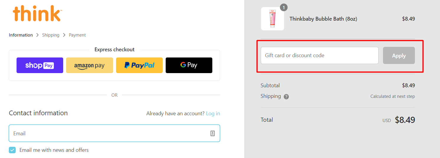 How do I use my ThinkSun discount code?