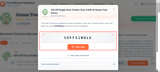 single door 5% discount voucher for customer