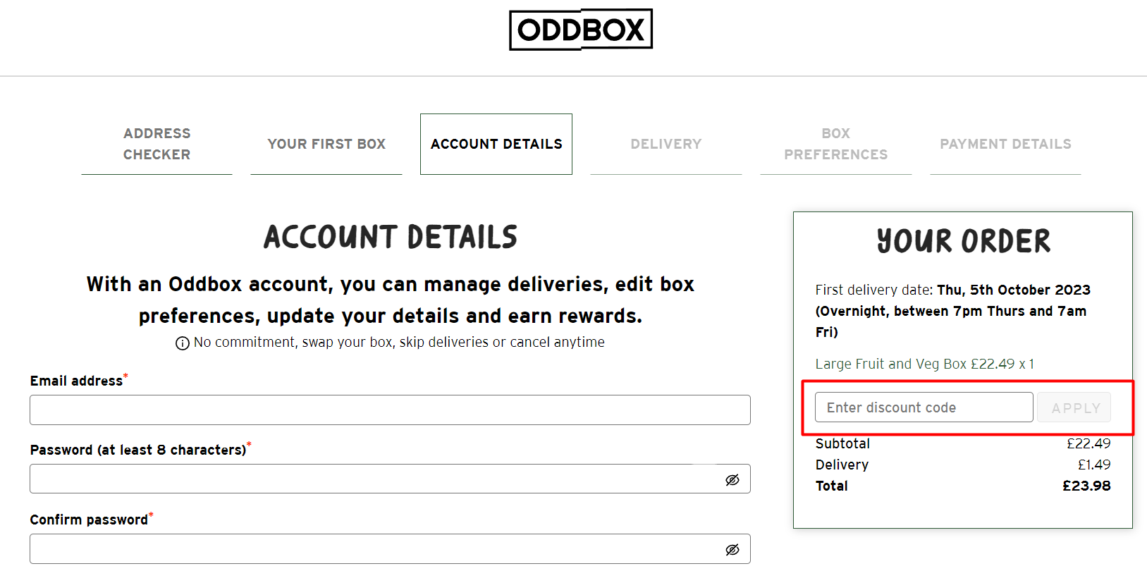 How do I use my Oddbox discount code?