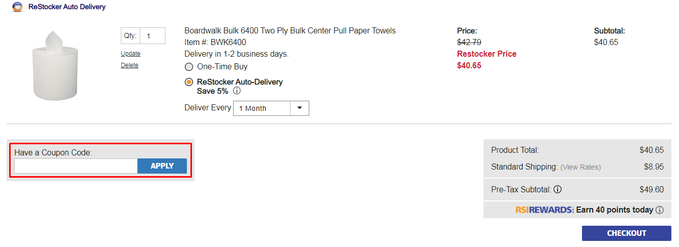 How do I use my ReStockIt coupon code?