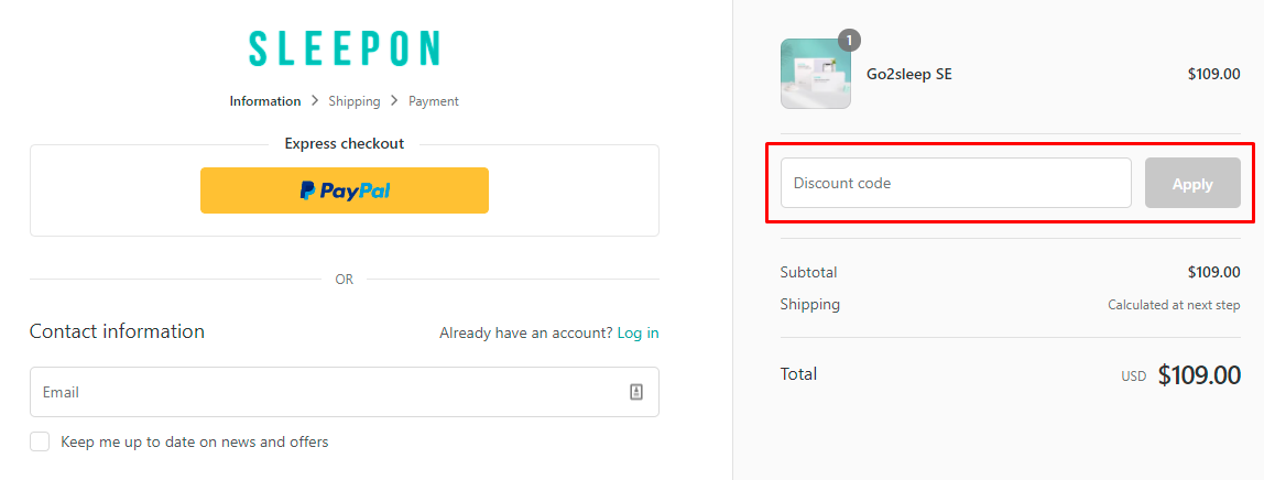 How do I use my Sleepon coupon code?