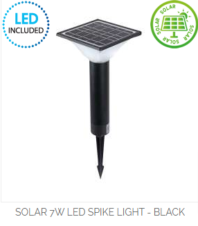 Outdoor LED spike garden light on white background for purchase with Mica Lighting promo code