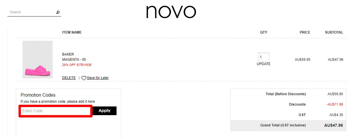 novo shoes voucher