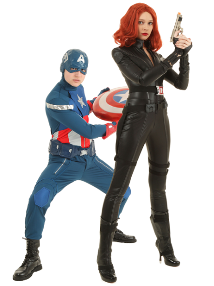 Best couples costumes for Halloween: Models dressed as Marvel's Captain America and Black Widow