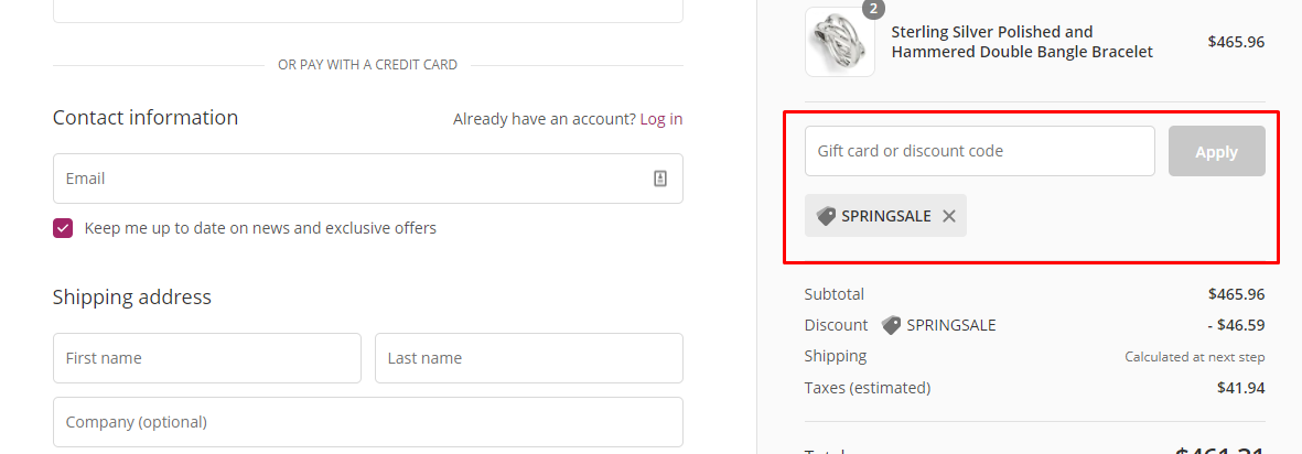 How do I use my Black Bow Jewelry Co. discount code?