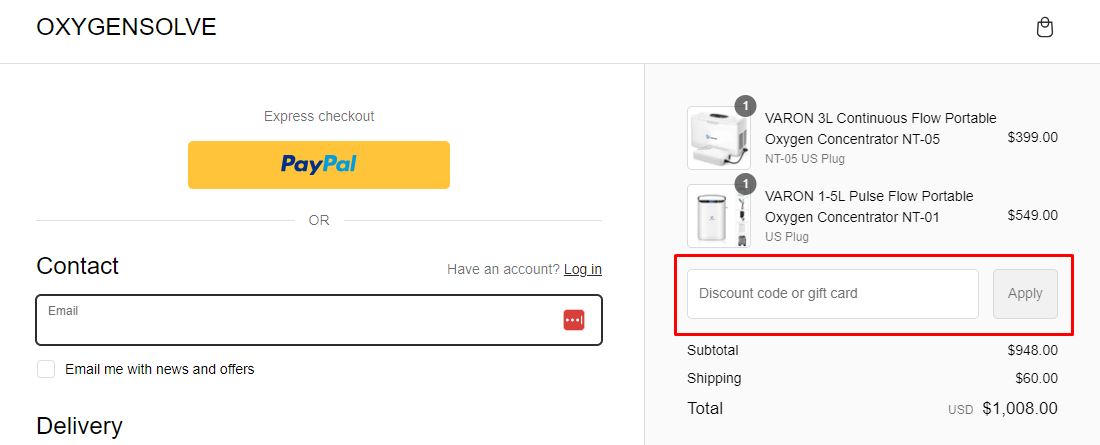 How do I use my Oxygensolve discount code?