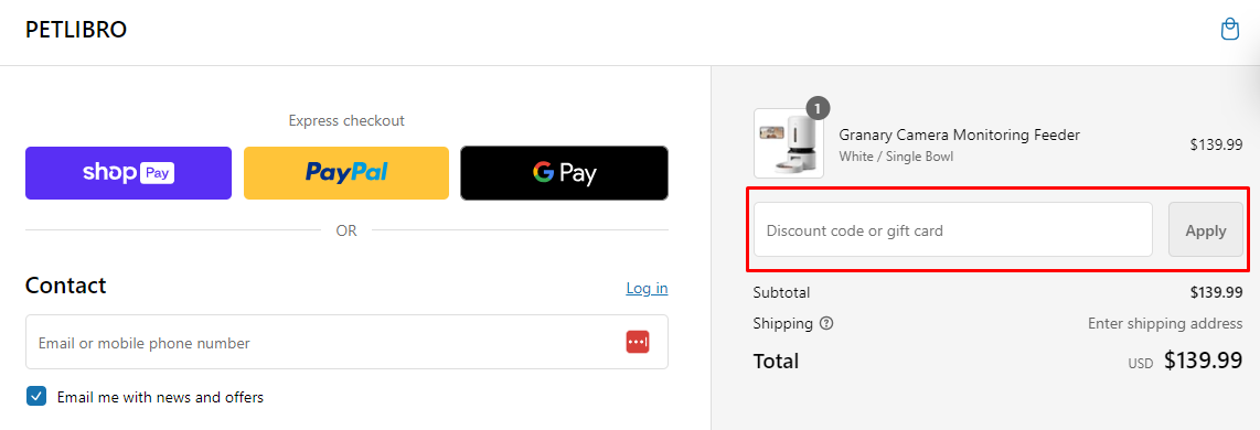 How do I use my Petlibro discount code?