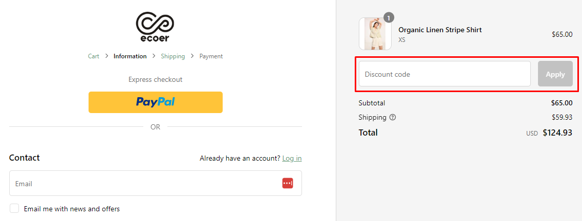 How do I use my Ecoer Fashion discount code?