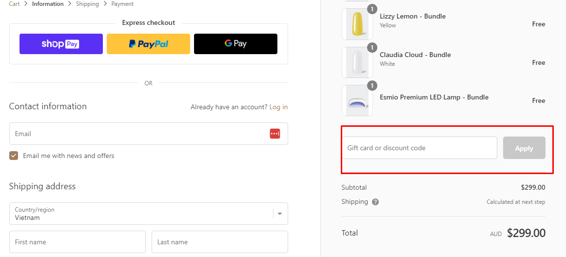 How do I use my Esmio discount code?