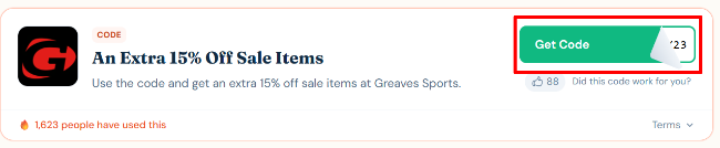an addition 15% discount sale items at Greaves Sports 