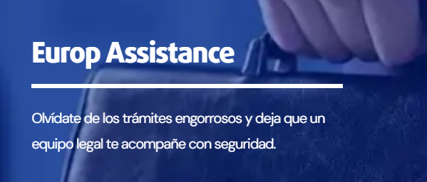 imagen de la web de europ assistance de eslogan sobre fondo azúl