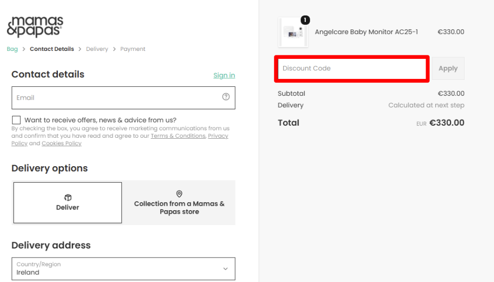 Paste your discount code in the red box to get your discount