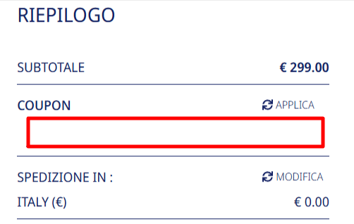 carrello del sito ufficiale Ginevra Calzature dove poter inserire un codice sconto Ginevra Calzature