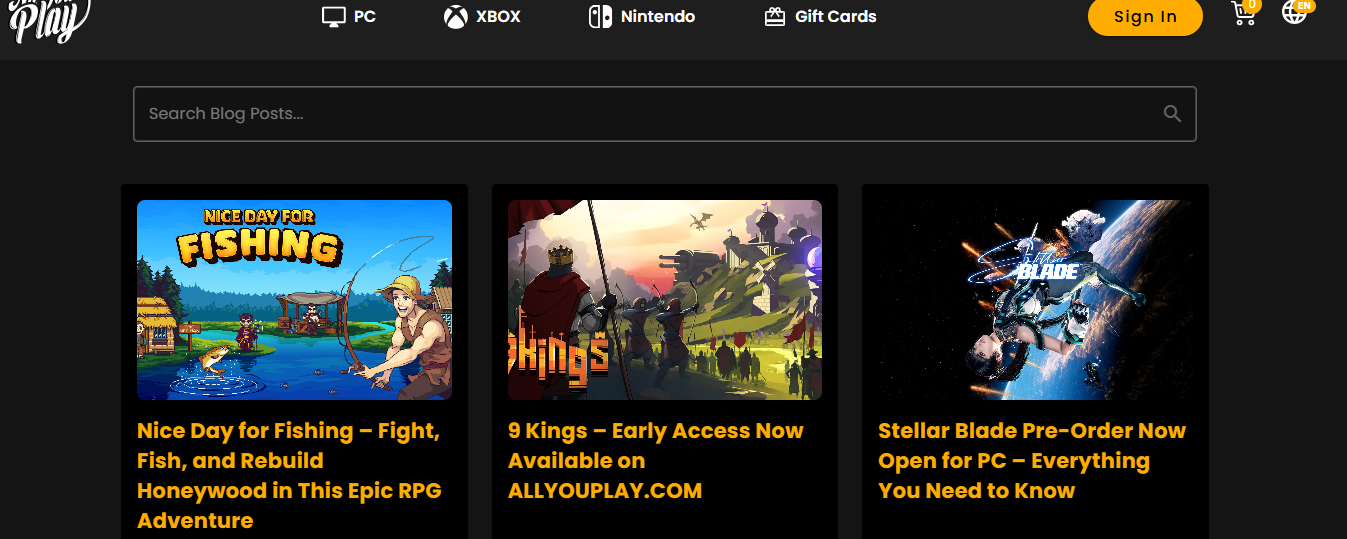 Allyouplay.com's blog with a bunch of articles about the games they sell