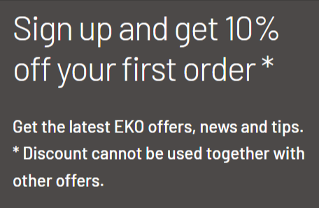 The EKO Home newsletter sign up page