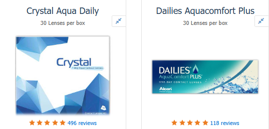 crytal aqua daily, dallies aquacomfort pls contact lences box for a month