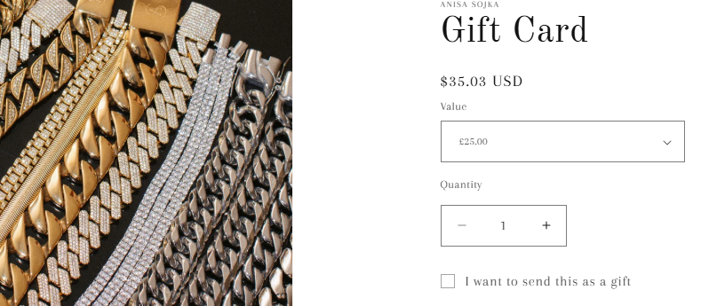 Anisa Sojkagift card purchase page