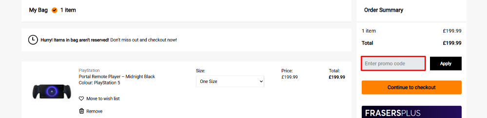 Applying an Ebuyer.com discount code at checkout to save on your order.