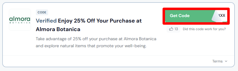 Get your code by clicking in the red box