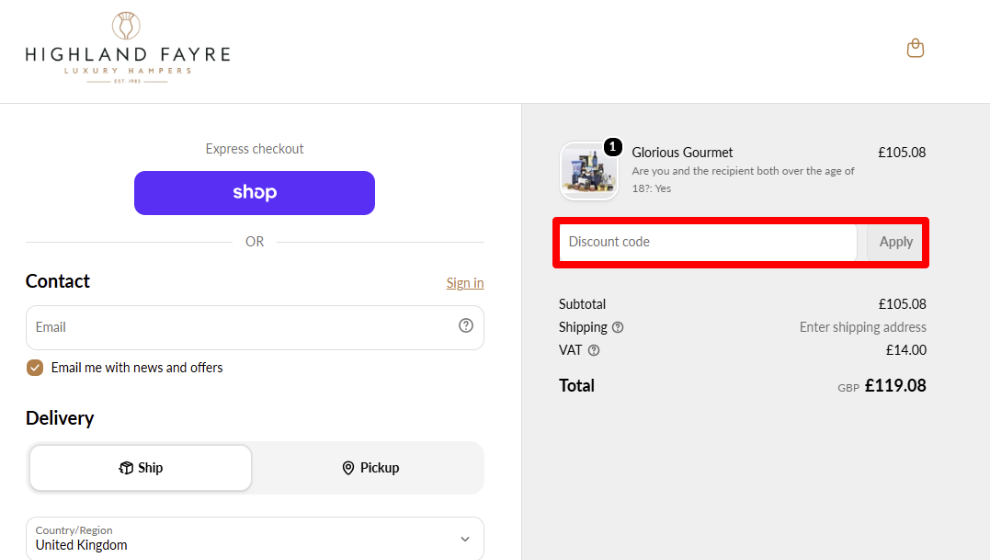 Paste your code in the red box to get your discount