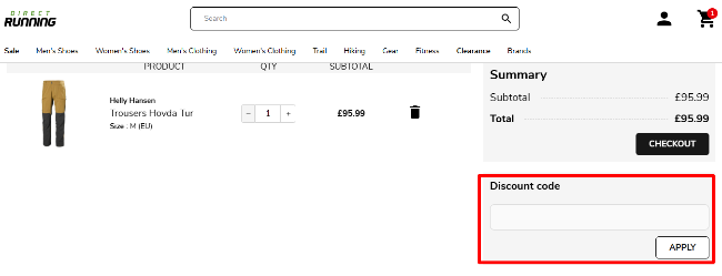 Direct Running discount box to paste on your purchase