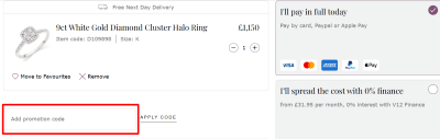 The checkout page showing where to apply your Beaverbrooks discount code