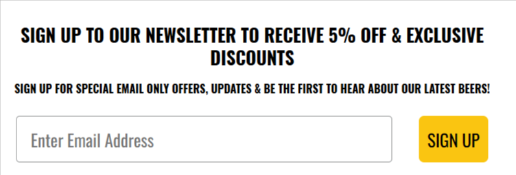 The Beer Hunter newsletter sign up page