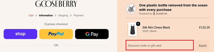 image showing the Gooseberry Intimates checkout page