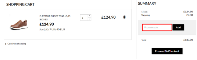 A box where you can add your Faretti voucher code to redeem it