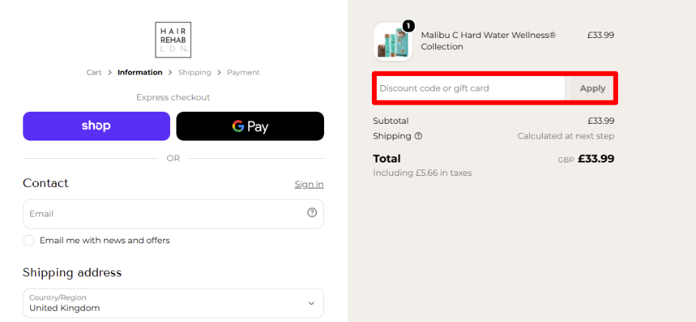 Paste your code in the red box to get your discount