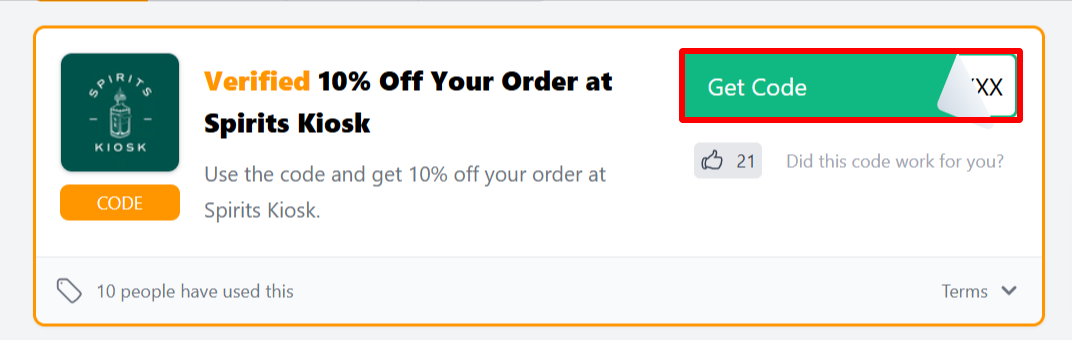 The Love Discount Vouchers page showing discount codes to use on your purchase