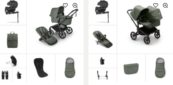 two Bugaboo pushchairs bundles for customers in the Uk