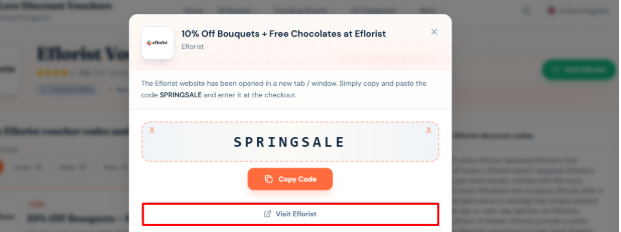 The highlighted red box shows the link to the Eflorist website