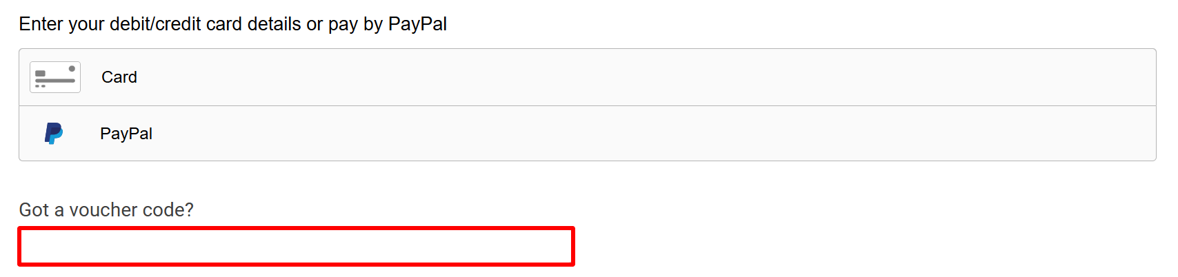 The checkout page showing where to apply your 1pMobile voucher code