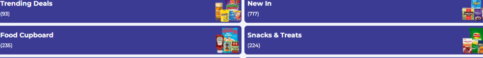 A range of various consumption categories with a blue and white background behind them
