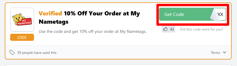 Click in the red box to reveal your code