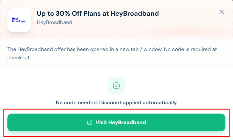 A HeyBroadband offer with "Visit HeyBroadband" in a red box